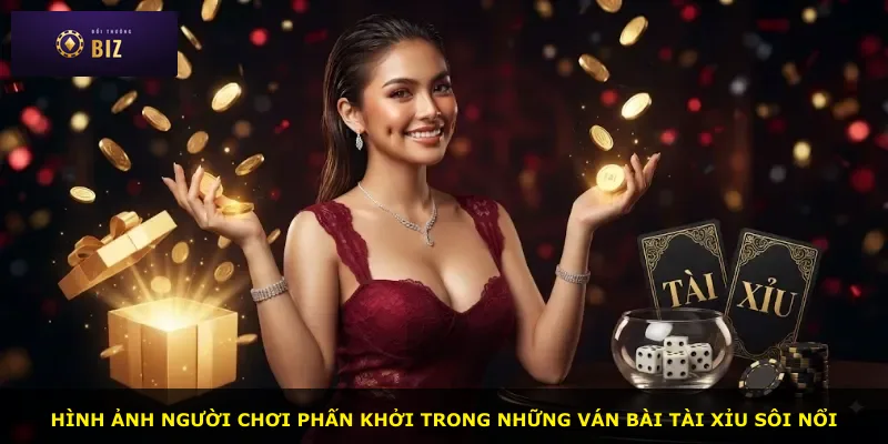Hình ảnh người chơi phấn khởi trong những ván bài Tài xỉu sôi nổi