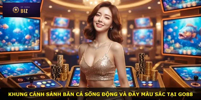 Khung cảnh sảnh bắn cá sống động và đầy màu sắc tại Go88